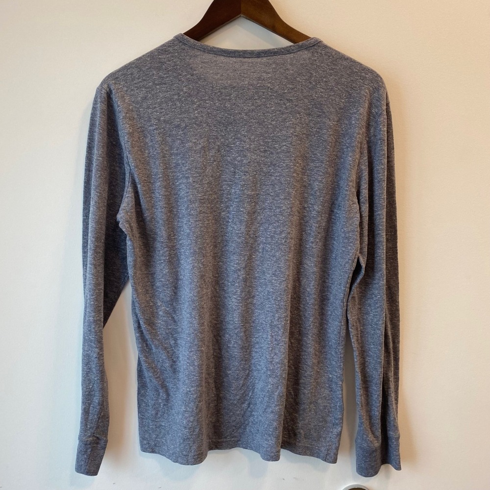 The Rail Henley Shirt Mens Medium Blue Heathered Long Sleeve Casual 3-Button - Picture 2 of 5
